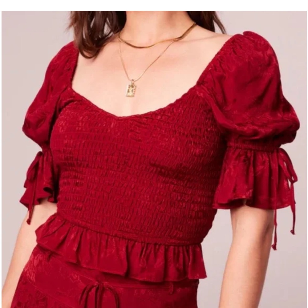 NWT Band of the free Elegant Red Smocked Top size small
